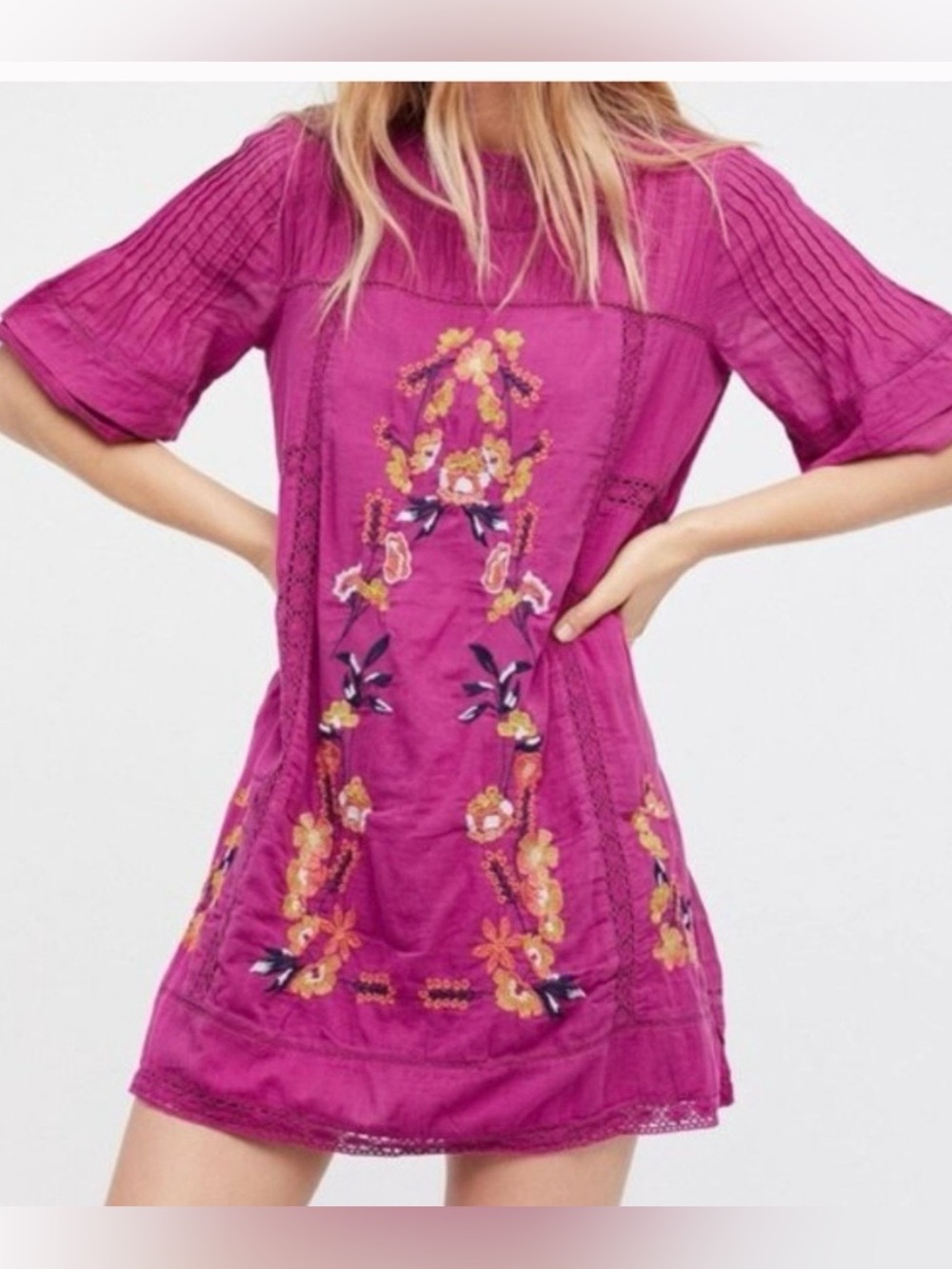 Free People Perfectly Victorian Embroidered Mini Dress